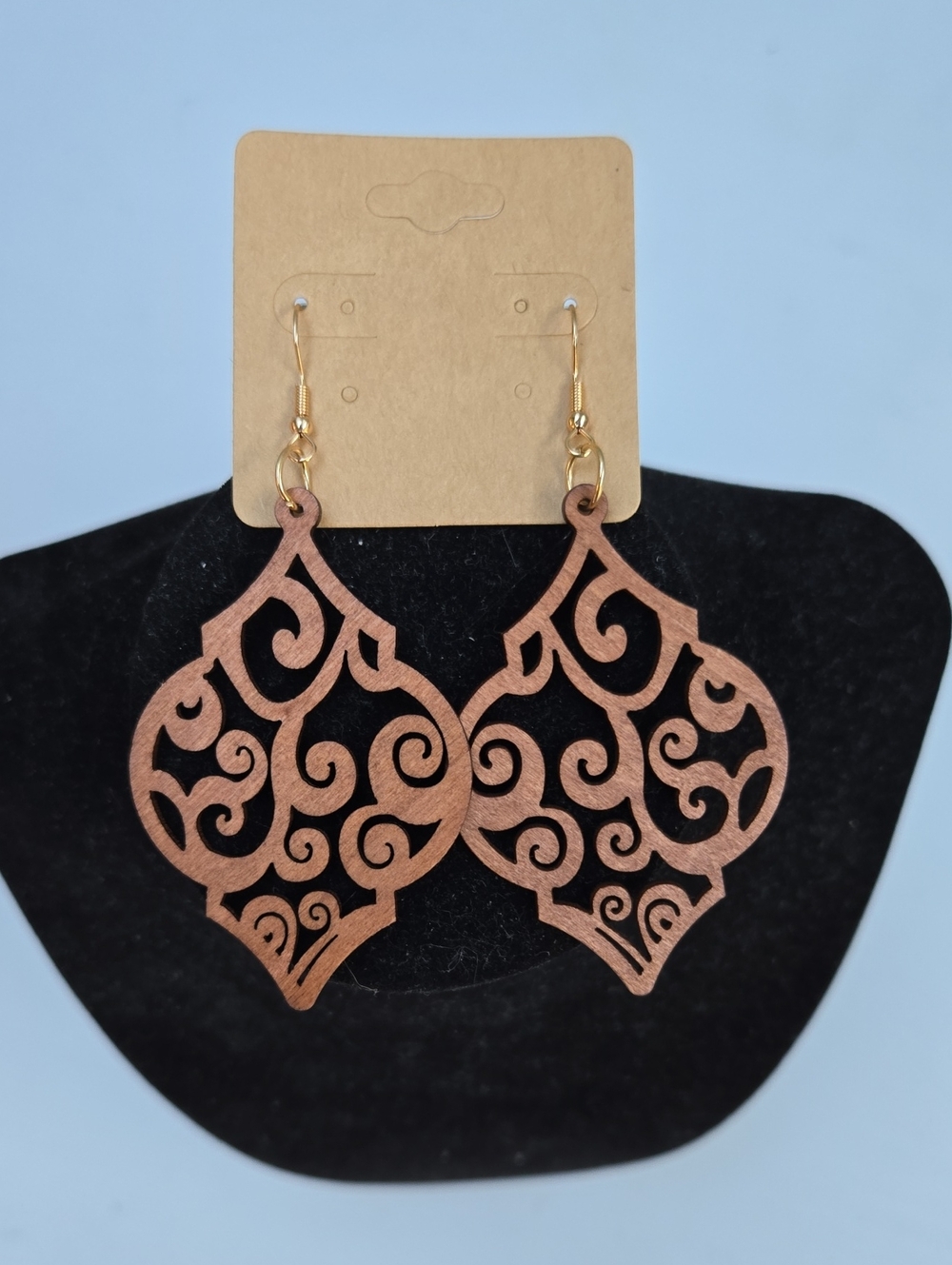 Intricate Copper-Tone Filigree Drop Earrings